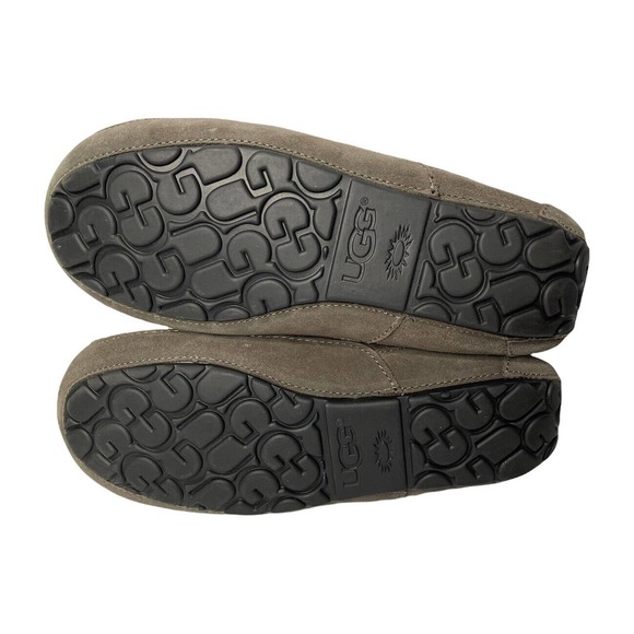 NEW Mens UGG Ascot GRAY Suede Sheepskin Loafer Slippers RUBBER SOLE Size 8 - Picture 11 of 11